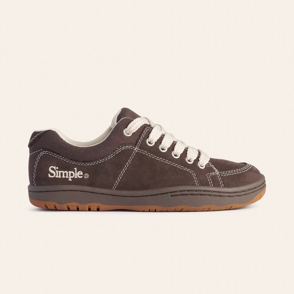 Simple Men's Chocolate Size M13/W15 Sneakers with Gum Sole
